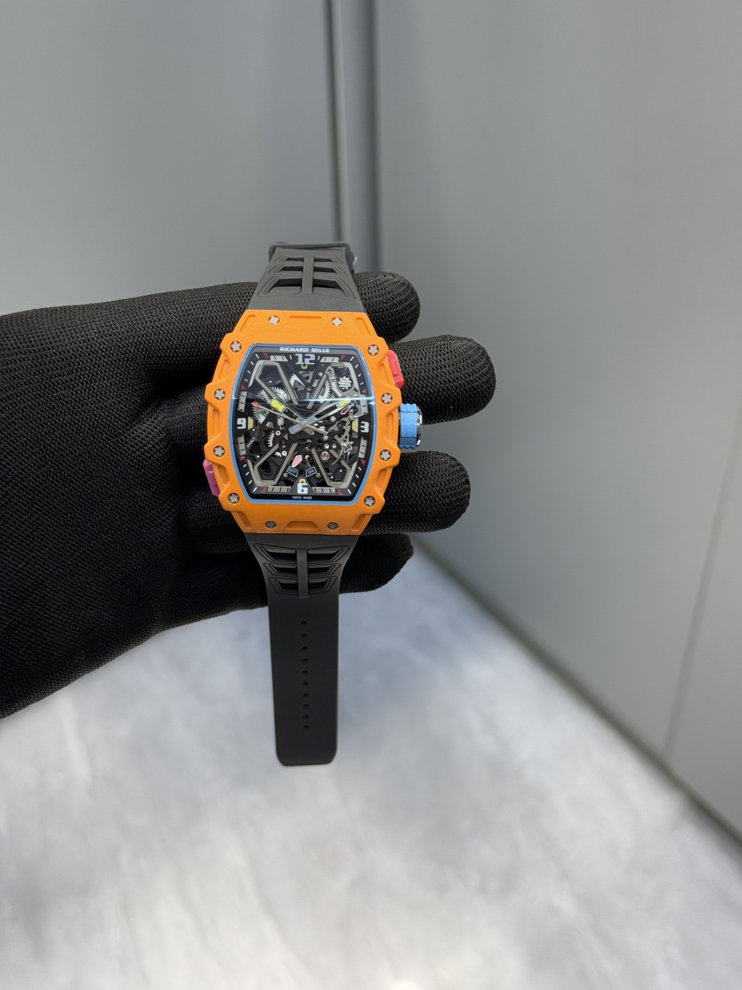 Super Clone Richard Mille RM 35-03 Orange NTPT Carbon Fiber Replica Watch - New Arrivals - Front View