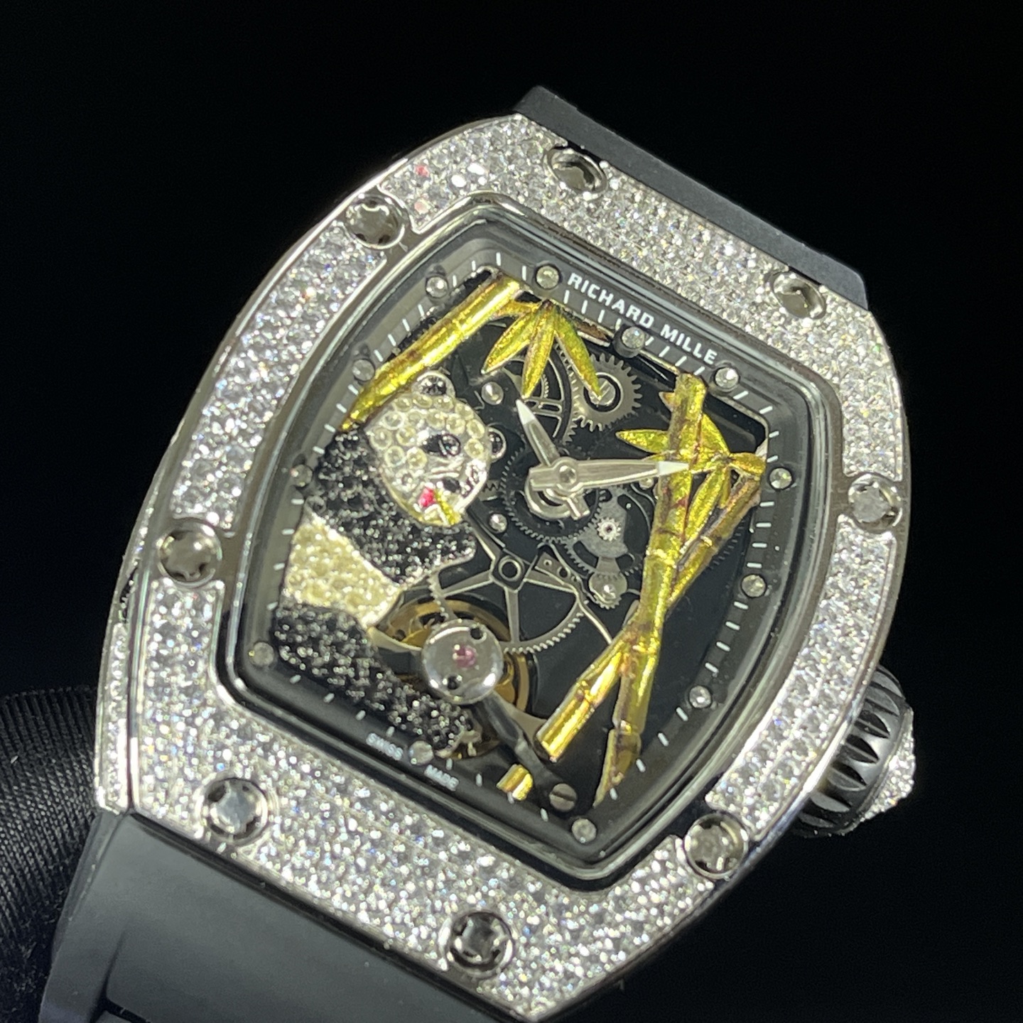 Richard Mille RM 26-01 Panda Diamond "Diamond Crusher" Replica Watch Women - Dial Detail 3