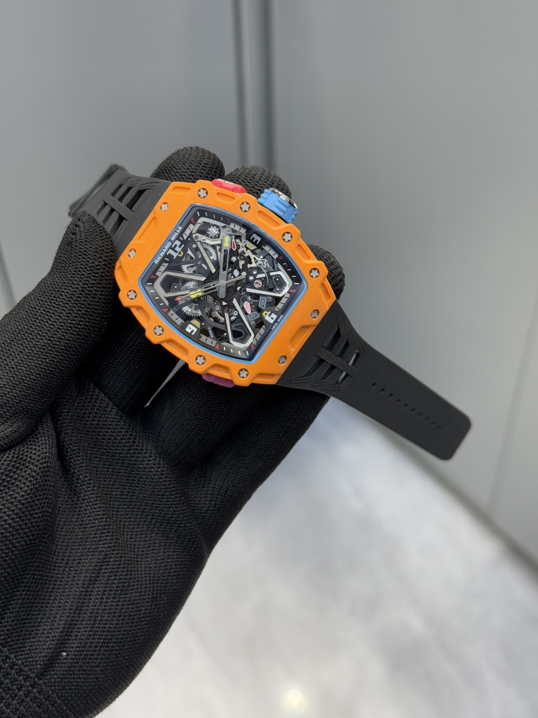 Super Clone Richard Mille RM 35-03 Orange NTPT Carbon Fiber Replica Watch - New Arrivals - Dial Detail 2