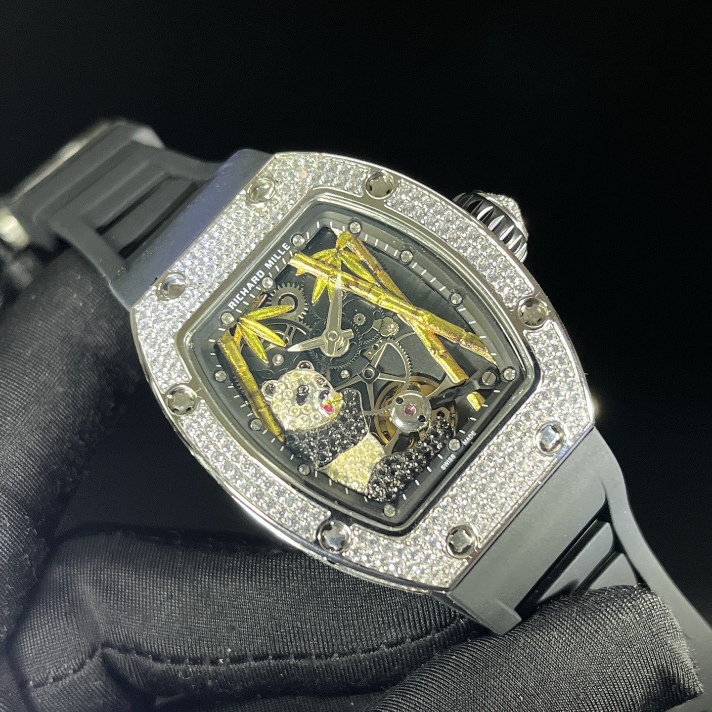 Richard Mille RM 26-01 Panda Diamond "Diamond Crusher" Replica Watch Women - Dial Detail 4