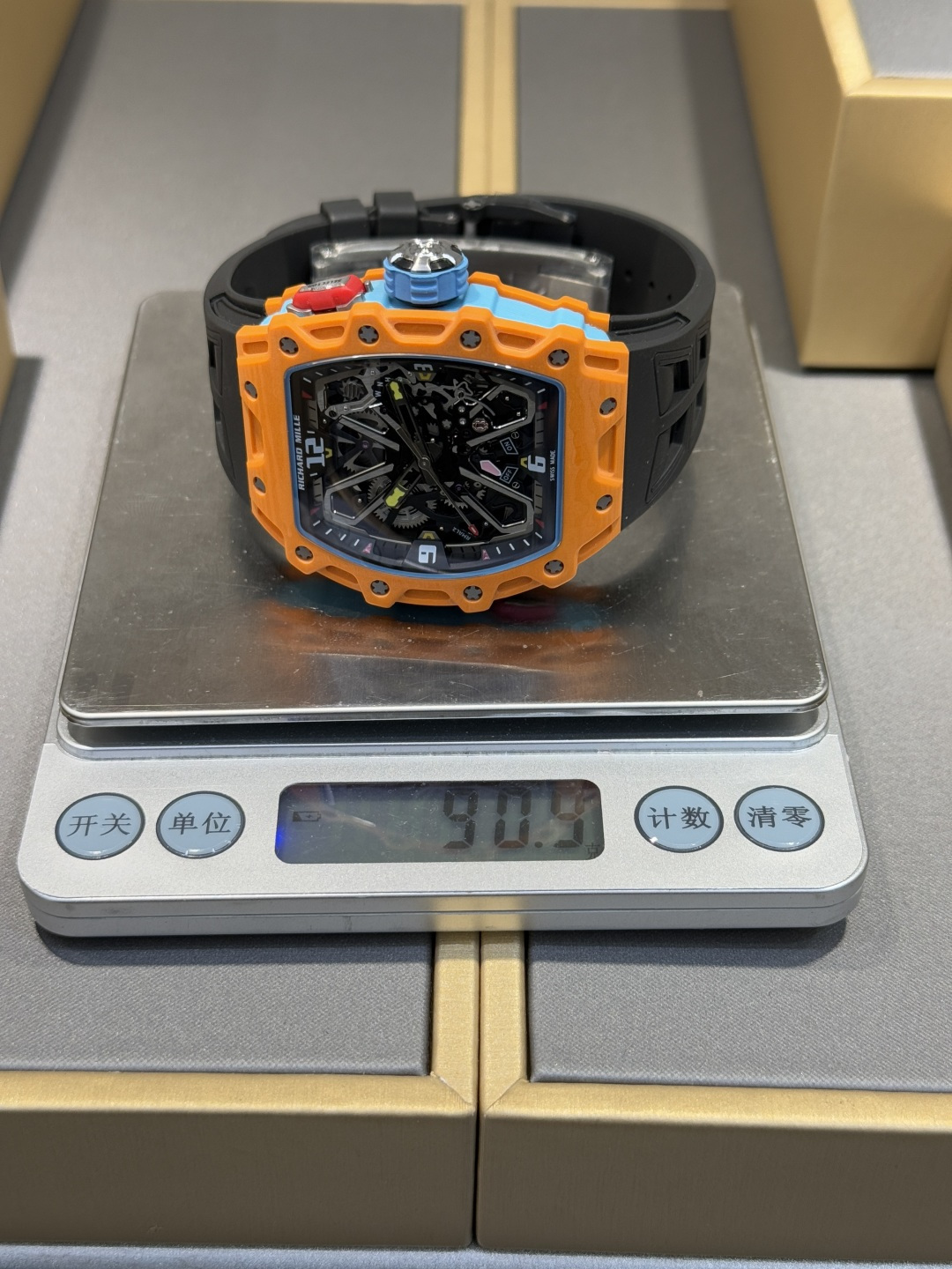 Super Clone Richard Mille RM 35-03 Orange NTPT Carbon Fiber Replica Watch - New Arrivals - Weight