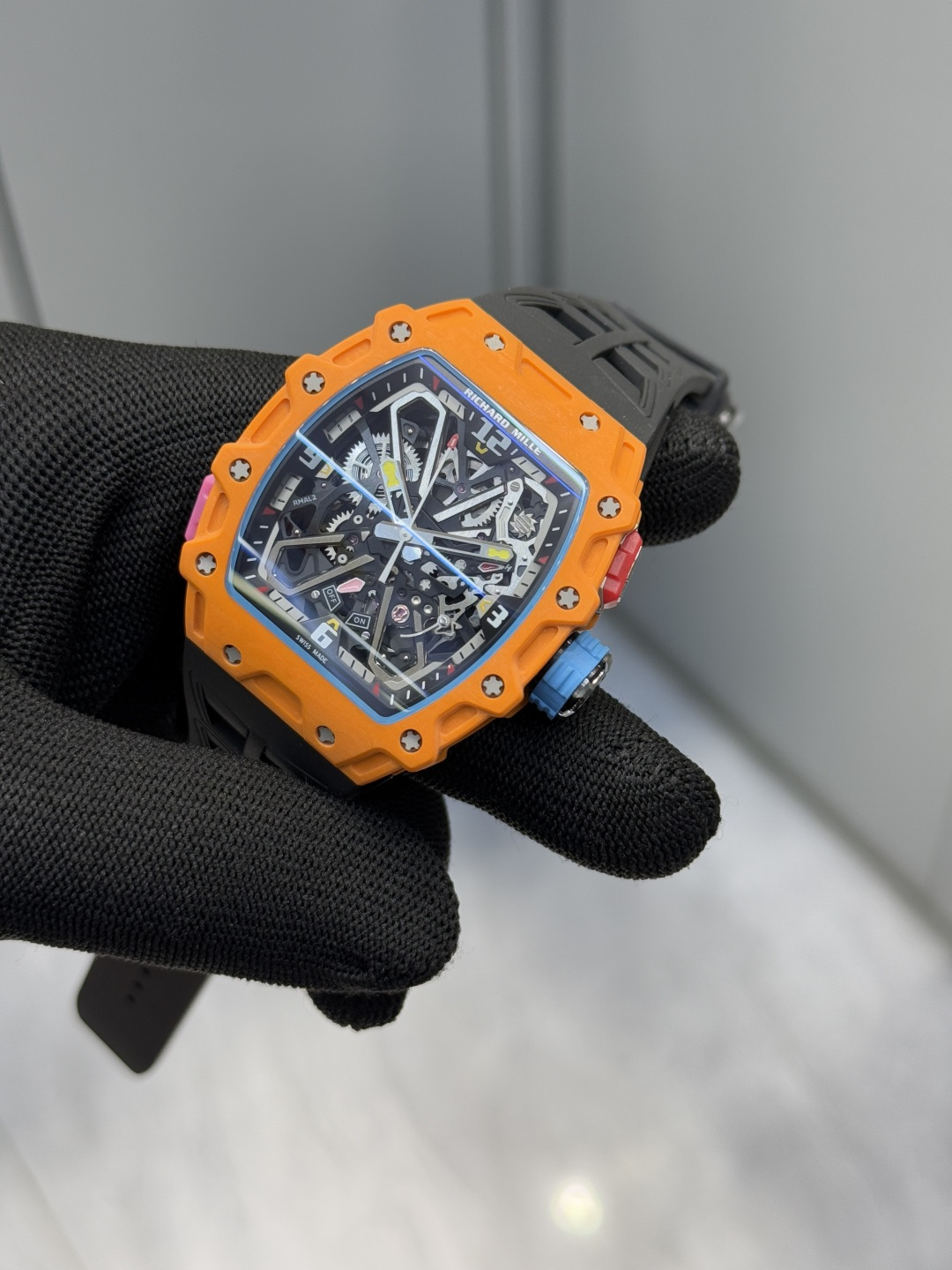 Super Clone Richard Mille RM 35-03 Orange NTPT Carbon Fiber Replica Watch - New Arrivals - Dial Detail 1