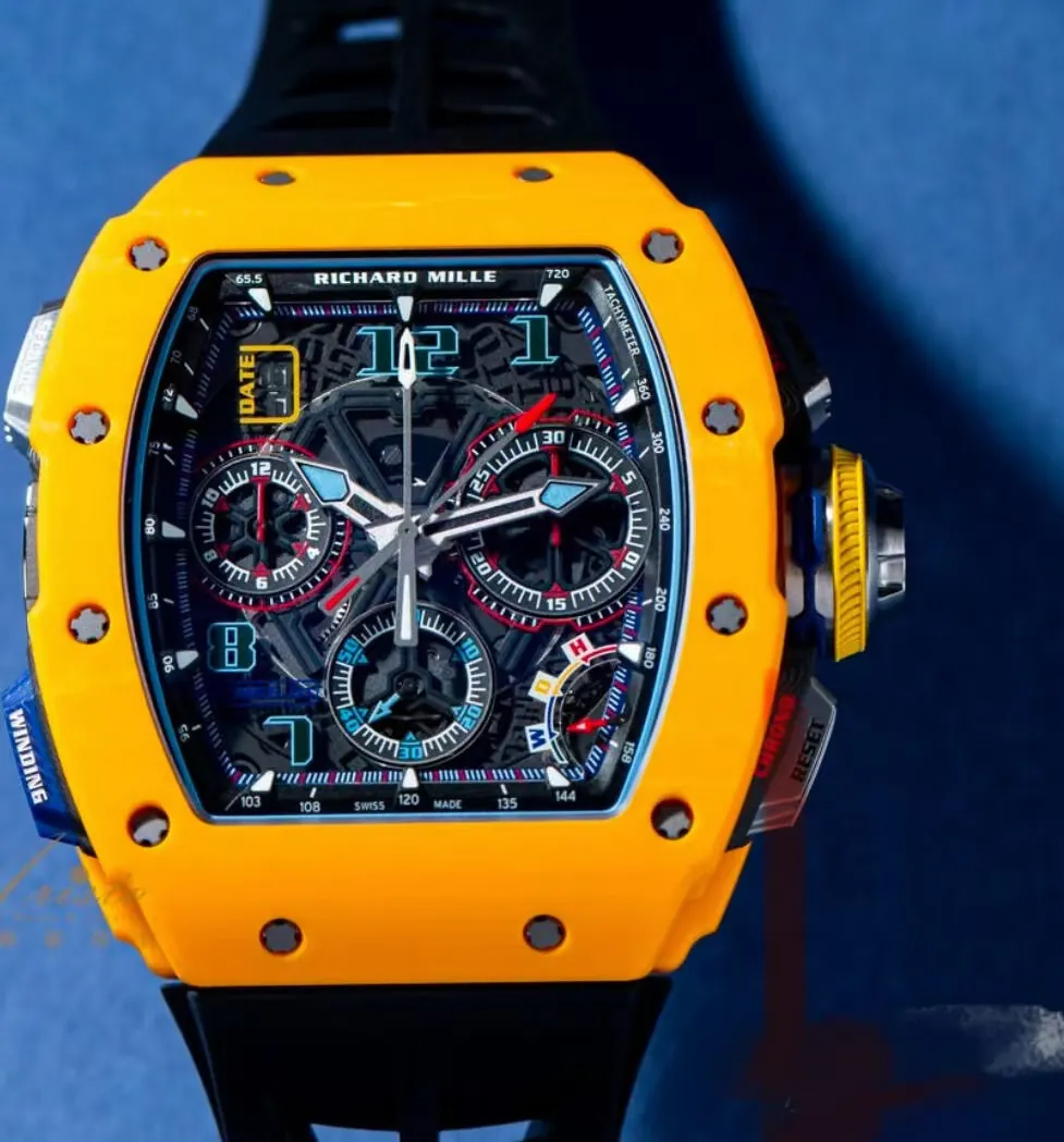 Replica Richard Mille RM 65-01 McLaren W1 Yellow Automatic Skeleton Watch - Dial Detail 1
