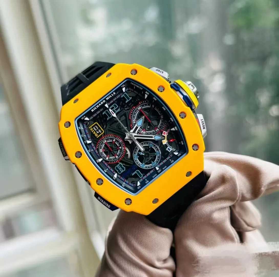 Replica Richard Mille RM 65-01 McLaren W1 Yellow Automatic Skeleton Watch - Dial Detail 2