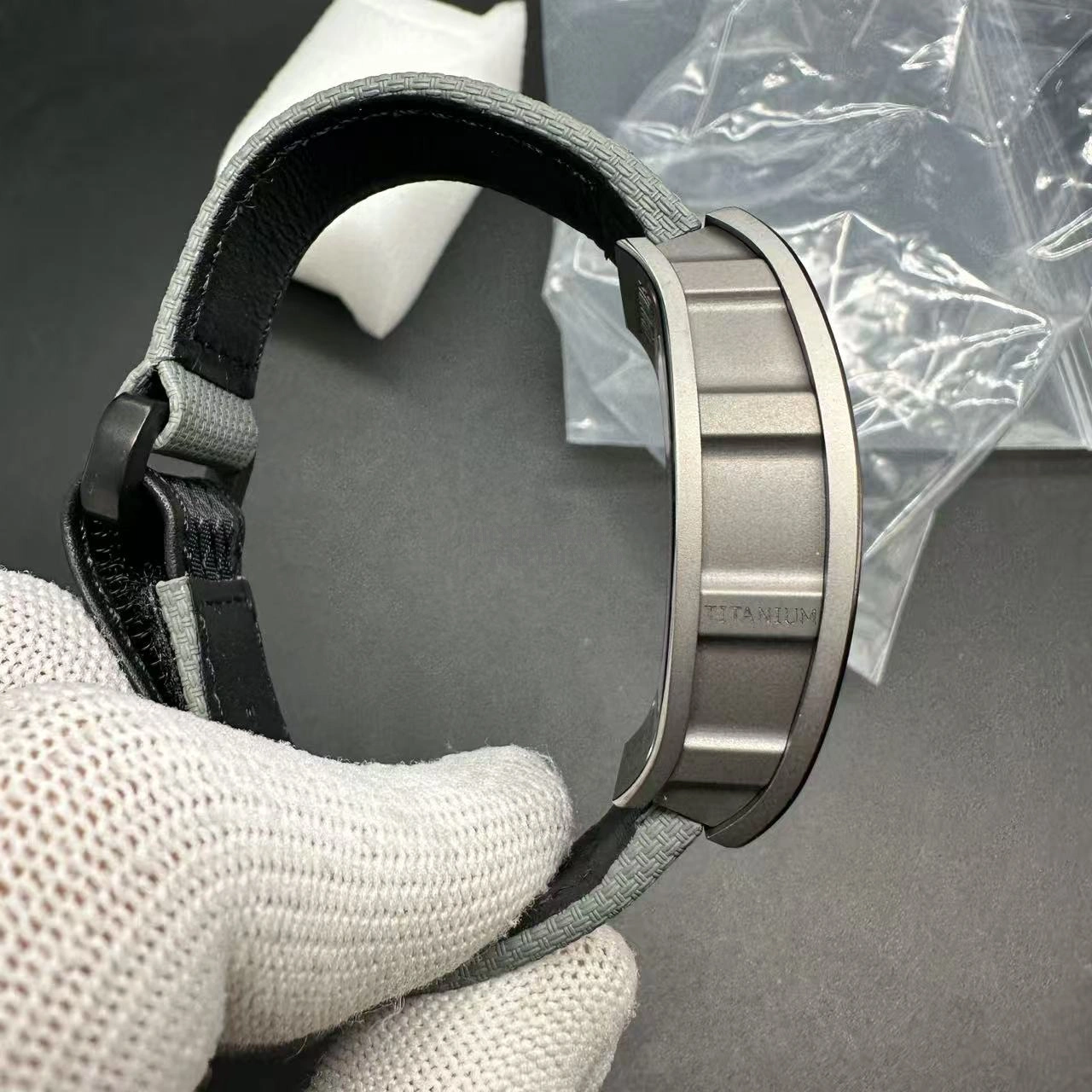 Richard Mille RM055 Bubba Watson Super Clone Titanium Skeleton Dial Gray Nylon Strap BBR Factory - Left Side