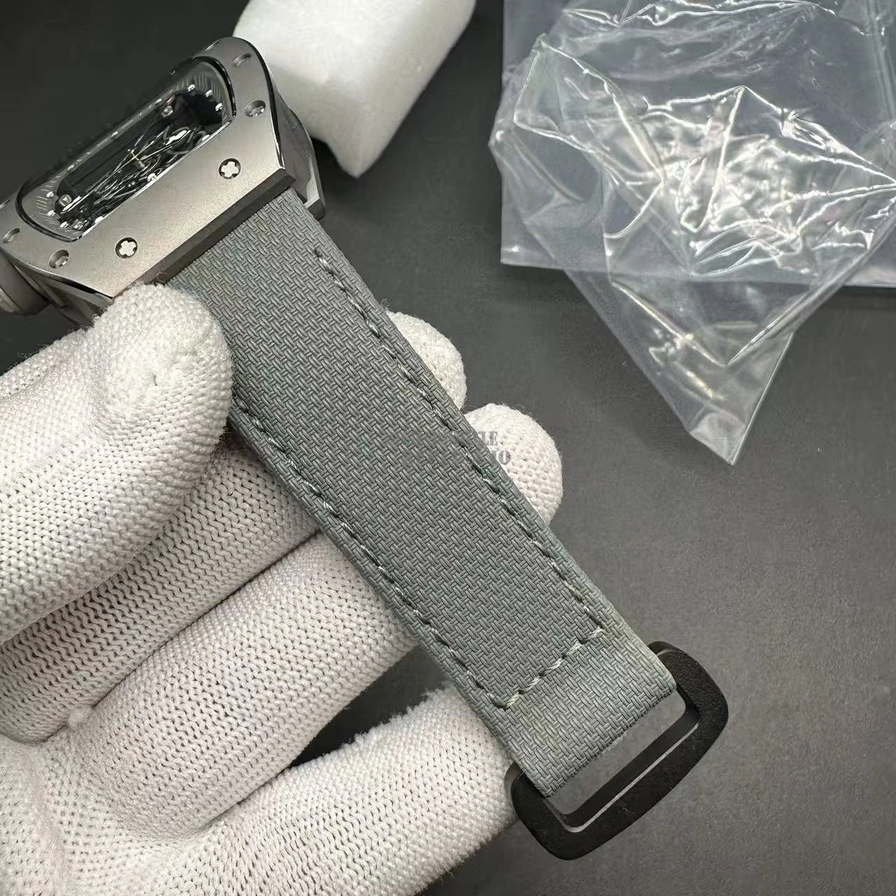 Richard Mille RM055 Bubba Watson Super Clone Titanium Skeleton Dial Gray Nylon Strap BBR Factory - Strap Detail 2