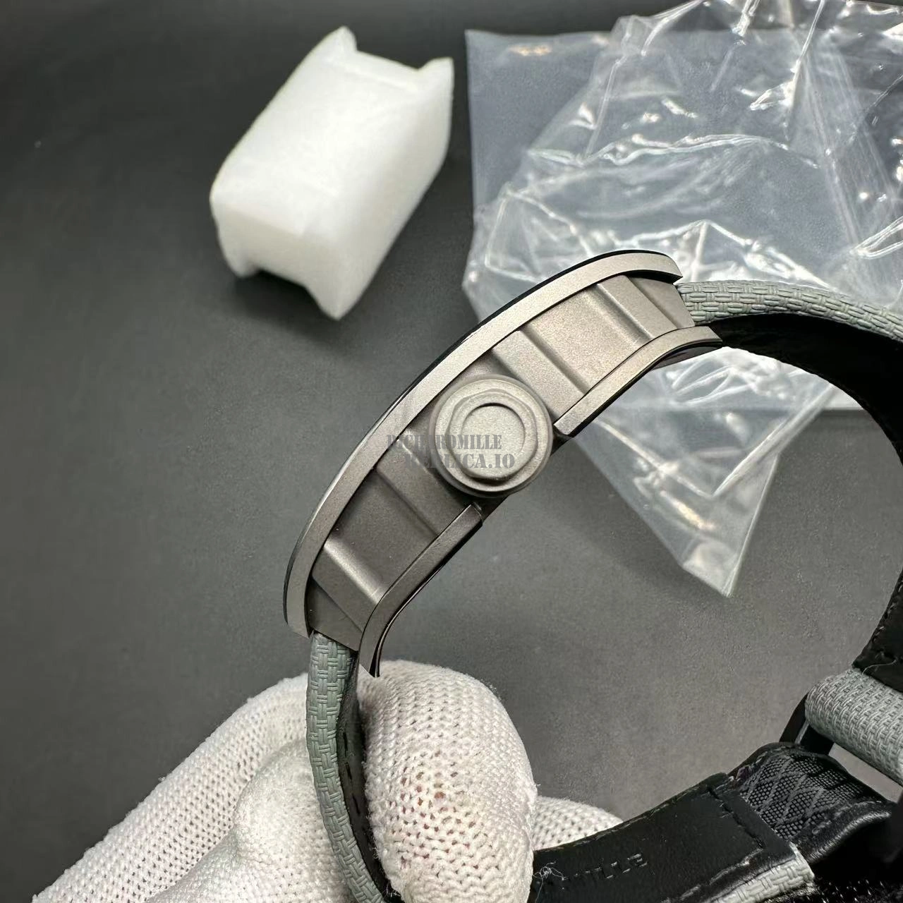 Richard Mille RM055 Bubba Watson Super Clone Titanium Skeleton Dial Gray Nylon Strap BBR Factory - Right Side