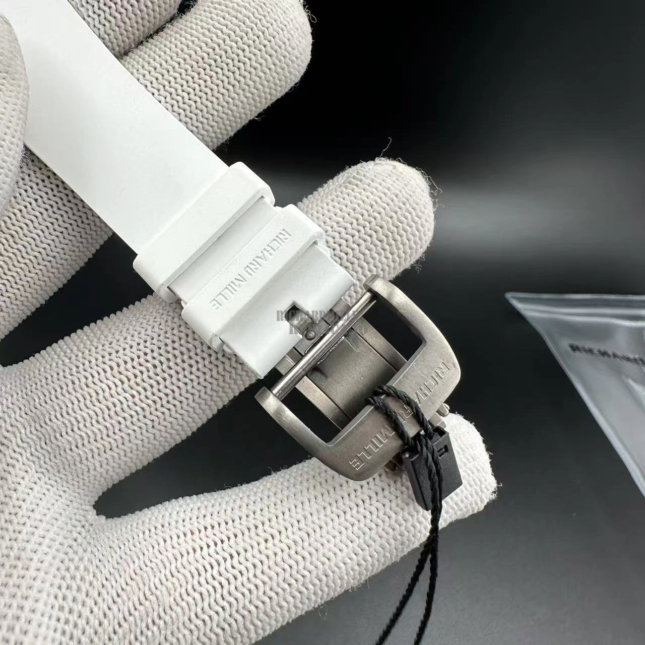 Replica Richard Mille RM 61-01 White Ceramic Skeleton Dial 50mm White Rubber Strap -Clasp Detail 1