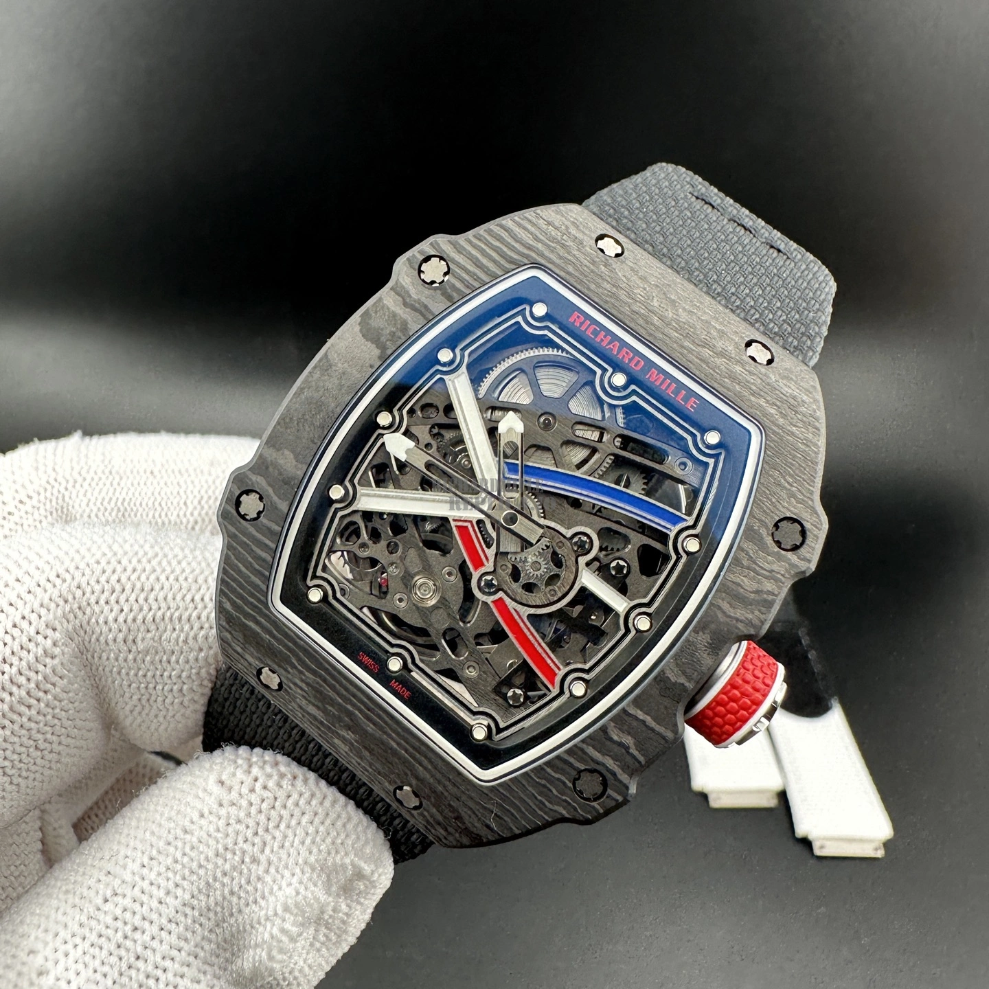 Richard Mille RM67-02 V3 Super Clone Sebastien Ogier Ultra Thin Black Carbon Replica Watch - Dial detail 2