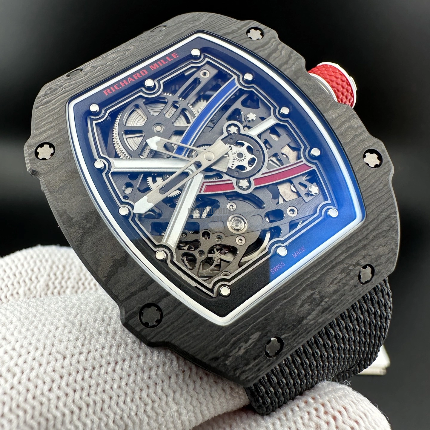 Richard Mille RM67-02 V3 Super Clone Sebastien Ogier Ultra Thin Black Carbon Replica Watch - Dial detail 1