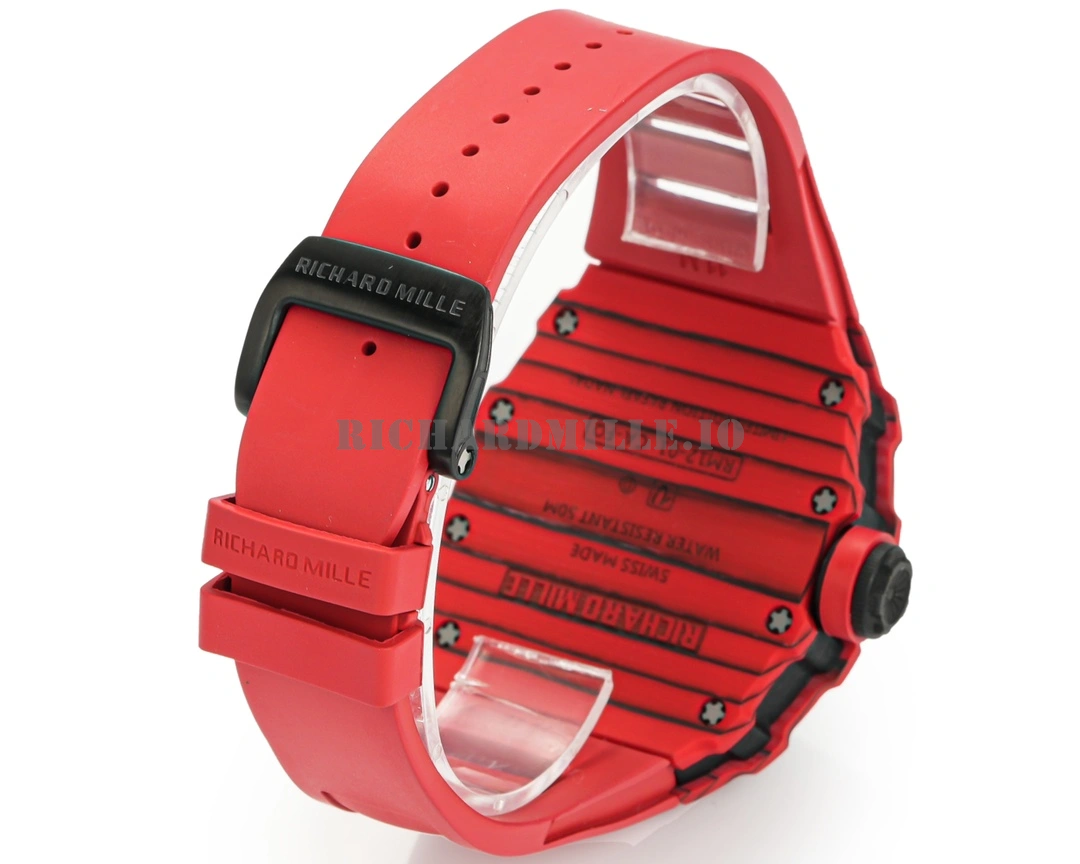 Richard Mille RM 12-01 V3 Super Clone Carbon Fiber Red Quartz Tourbillon Replica Watch - Strap