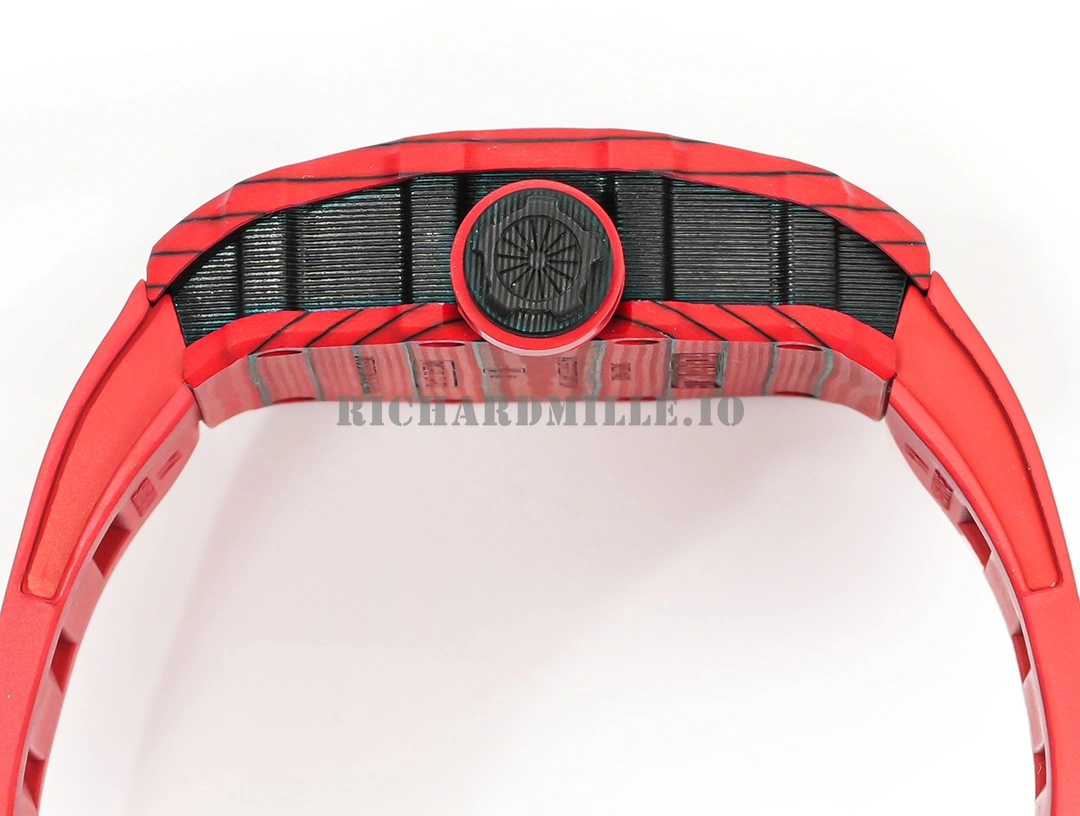 Richard Mille RM 12-01 V3 Super Clone Carbon Fiber Red Quartz Tourbillon Replica Watch - Right Side