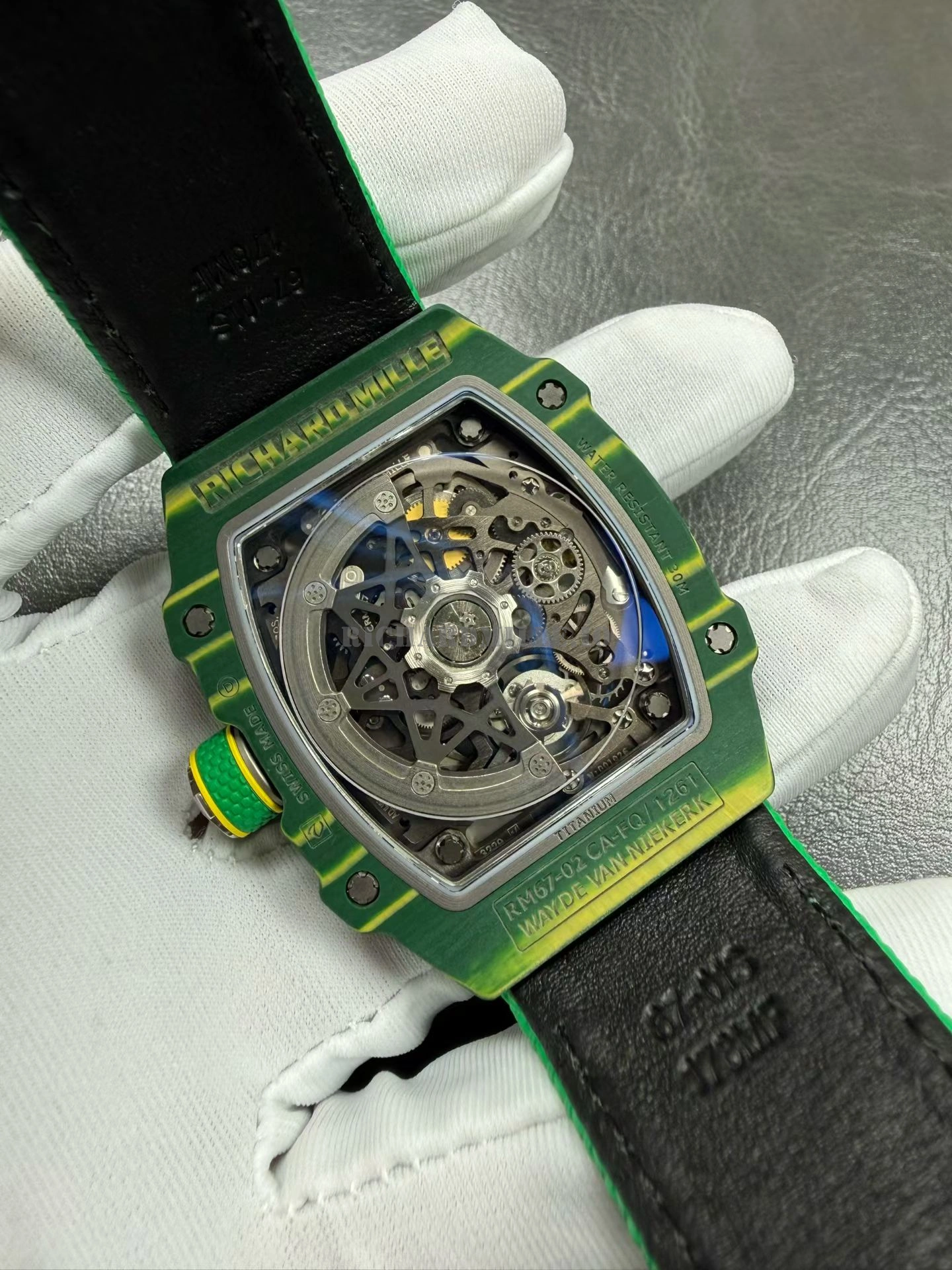Richard Mille RM 67-02 Brazilian Green NTPT Quartz TPT Super Clone - Ultra Thin 7.8mm - Back View