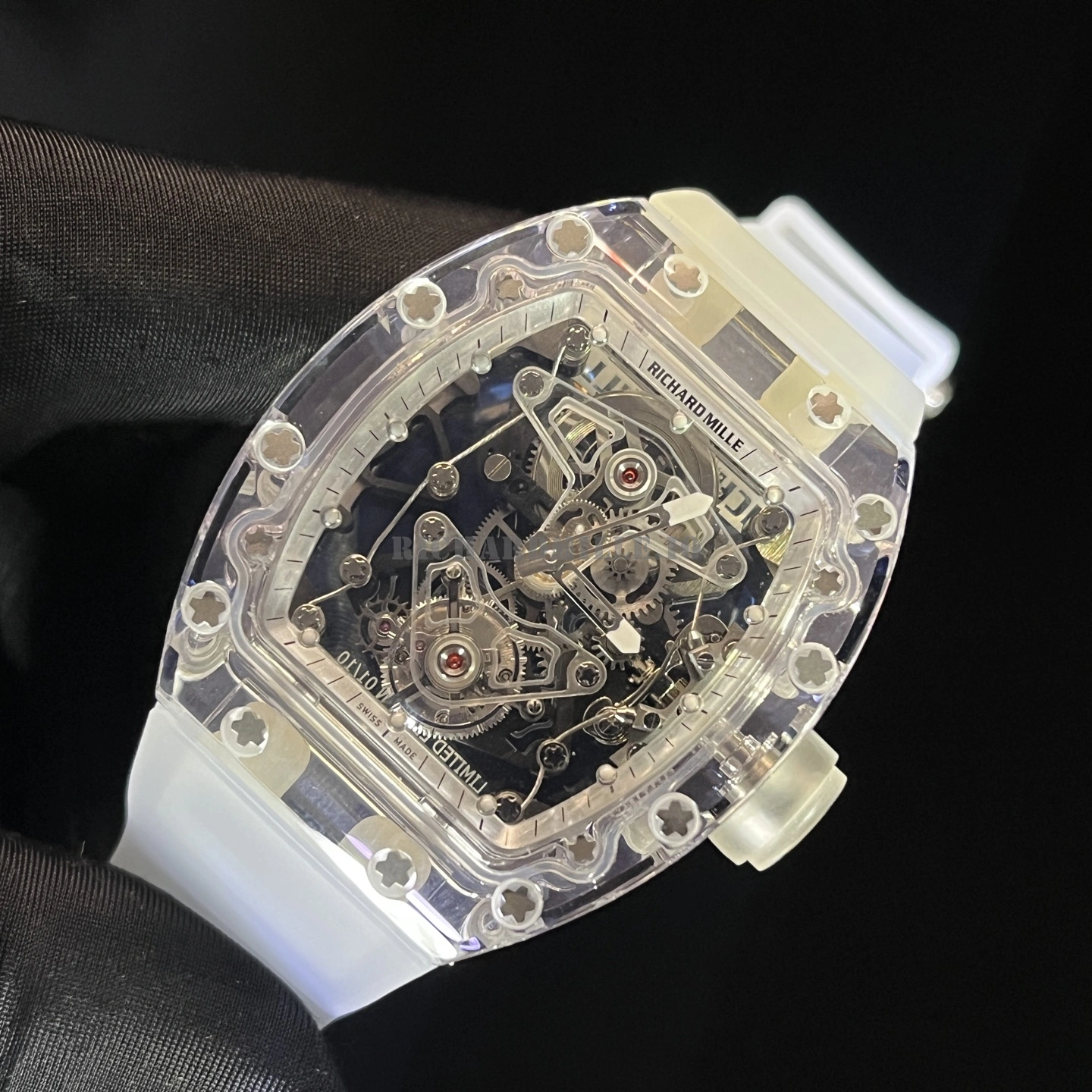 Super Clone Richard Mille RM 56-02 Tourbillon Movement - Full Transparent Crystal Case - Dial Detail 3
