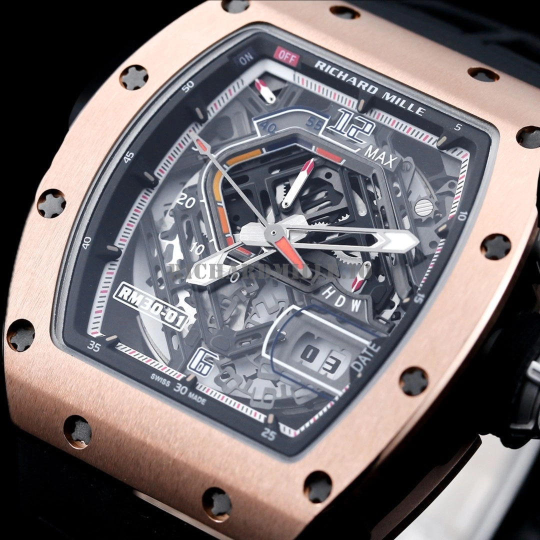 Richard Mille RM 30-01 Rose Gold Titanium Automatic Replica Watch - Dial Detail 2
