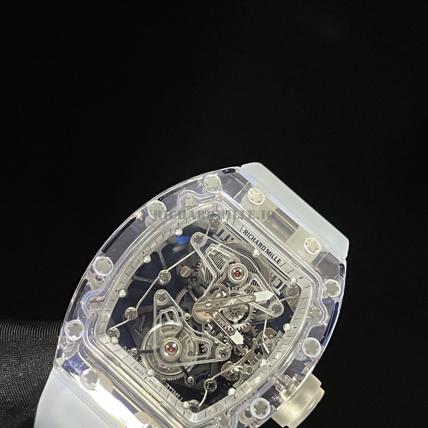 Super Clone Richard Mille RM 56-02 Tourbillon Movement - Full Transparent Crystal Case - Dial Detail 4
