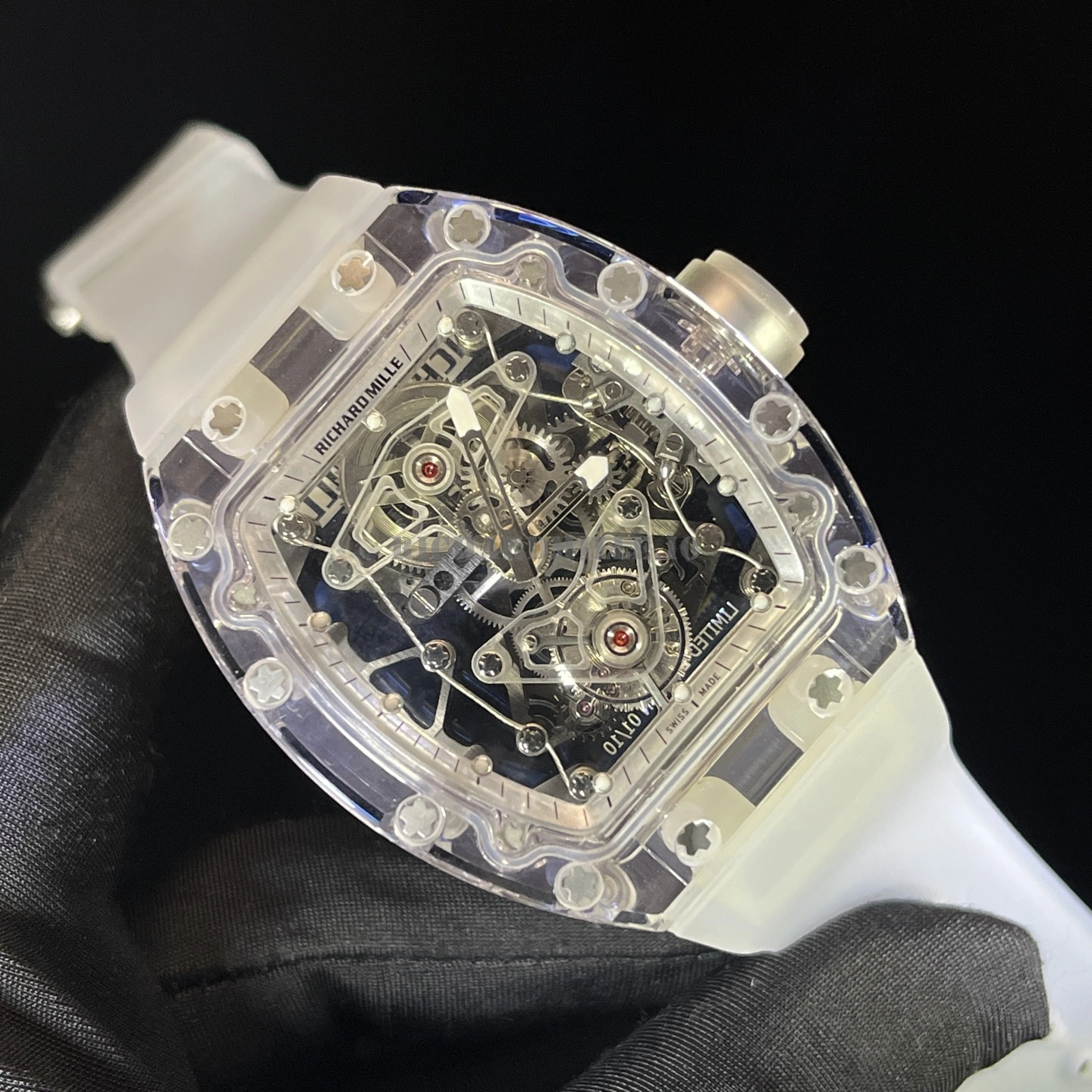 Super Clone Richard Mille RM 56-02 Tourbillon Movement - Full Transparent Crystal Case - Dial Detail 2
