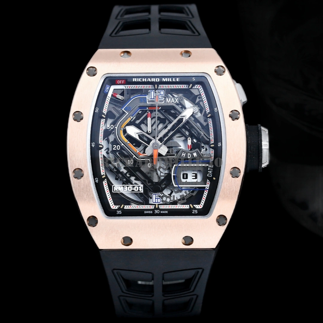 Richard Mille RM 30-01 Rose Gold Titanium Automatic Replica Watch - Front View
