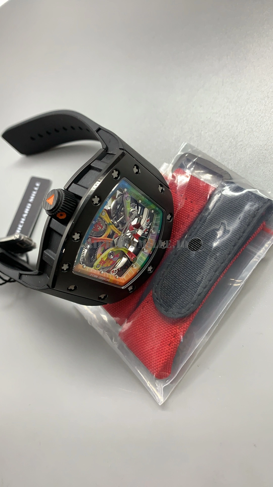 Richard Mille RM 68-01 Tourbillon Super Clone Black Ceramic Rainbow Skeleton Dial - Strap
