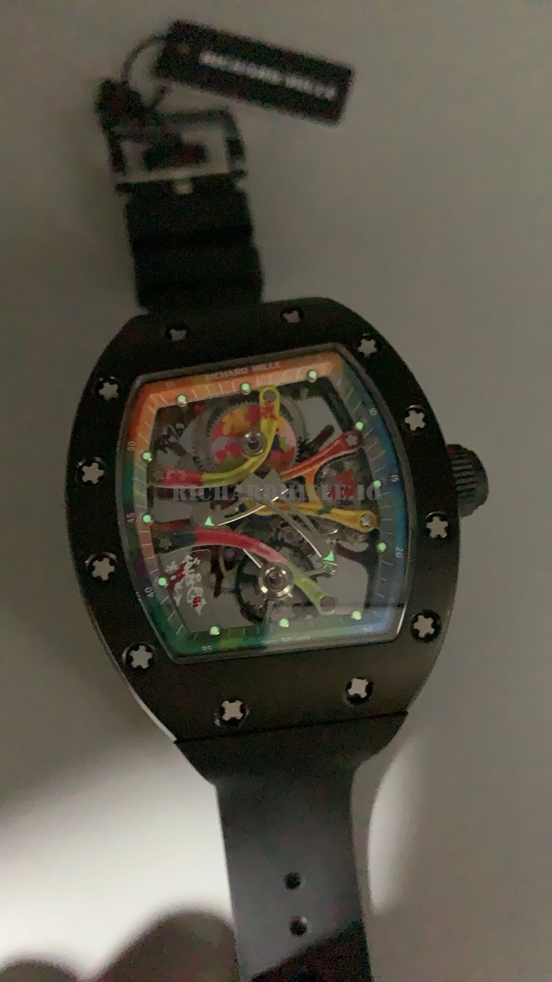 Richard Mille RM 68-01 Tourbillon Super Clone Black Ceramic Rainbow Skeleton Dial - Luminescence
