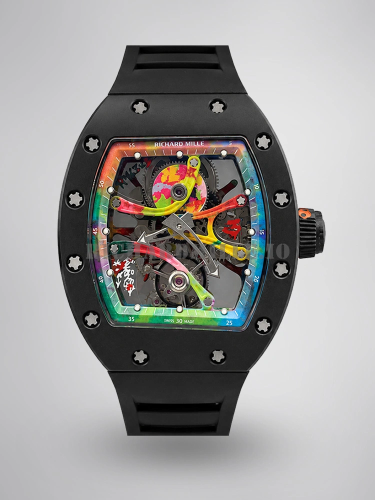 Richard Mille RM 68-01 Tourbillon Super Clone Black Ceramic Rainbow Skeleton Dial - Main Image

