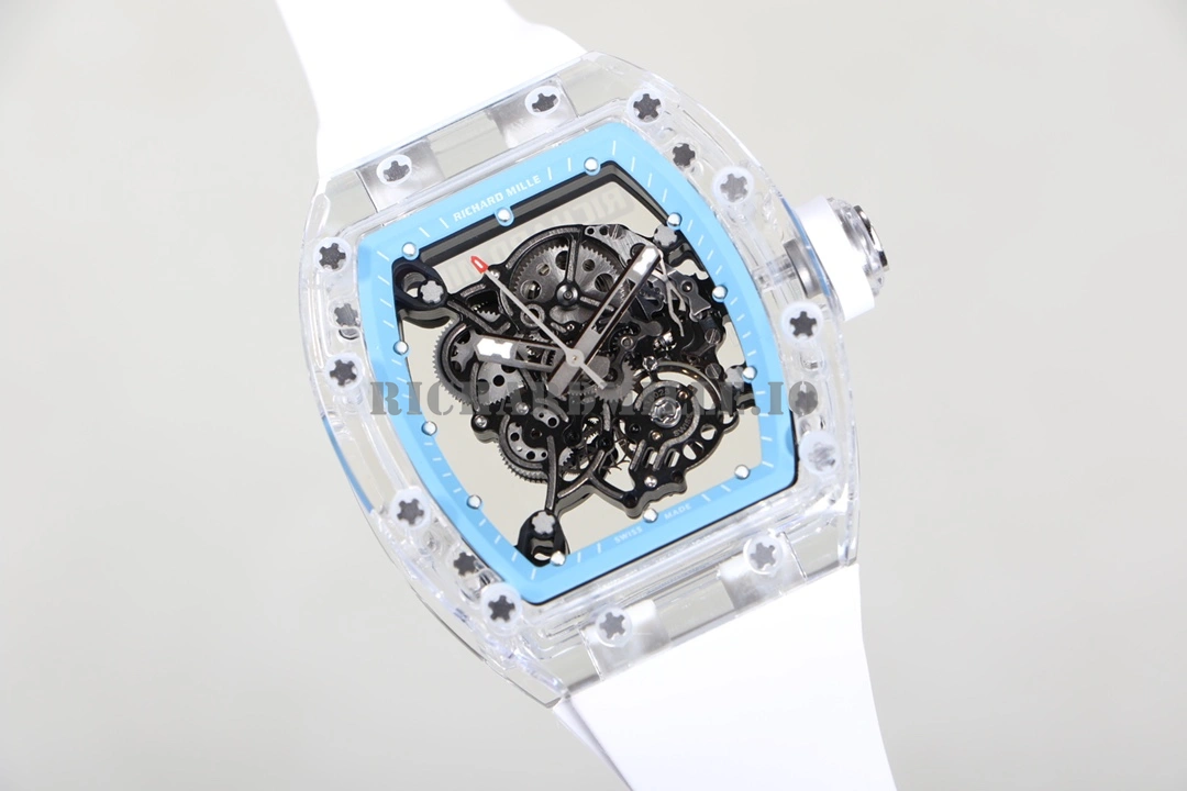 Richard Mille RM 055 Super Clone - Crystal Case White Rubber 51mm - Back View
