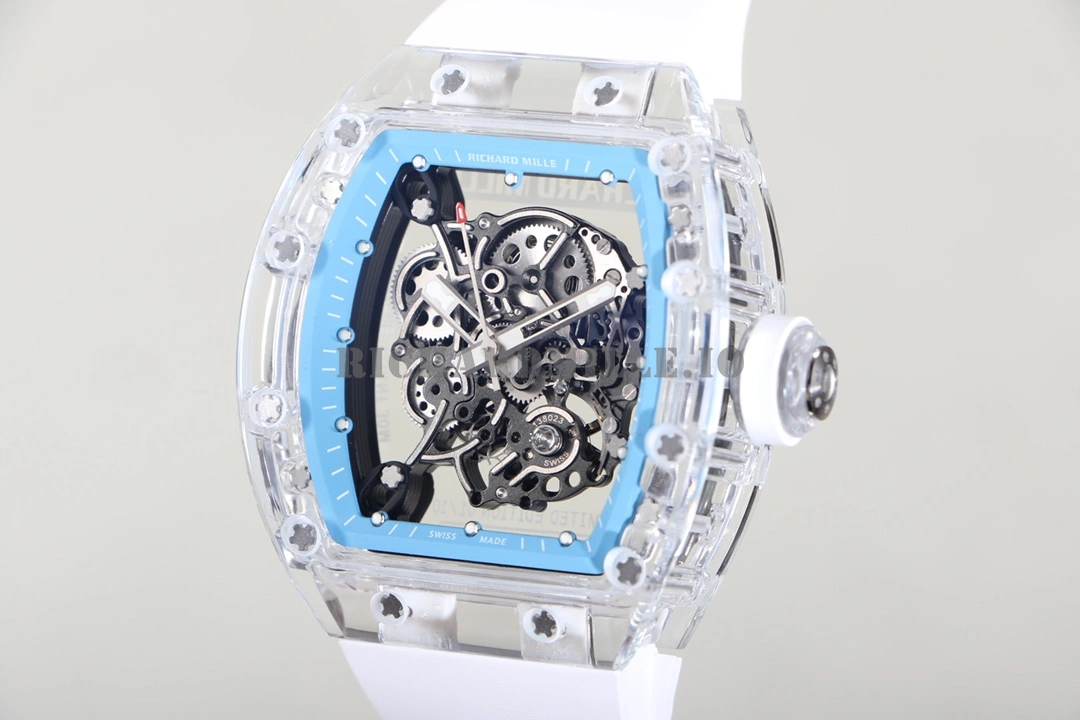 Richard Mille RM 055 Super Clone - Crystal Case White Rubber 51mm - Dial Detail 1
