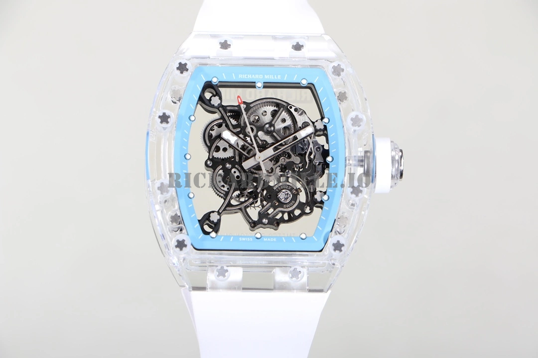 Richard Mille RM 055 Super Clone - Crystal Case White Rubber 51mm - Front View
