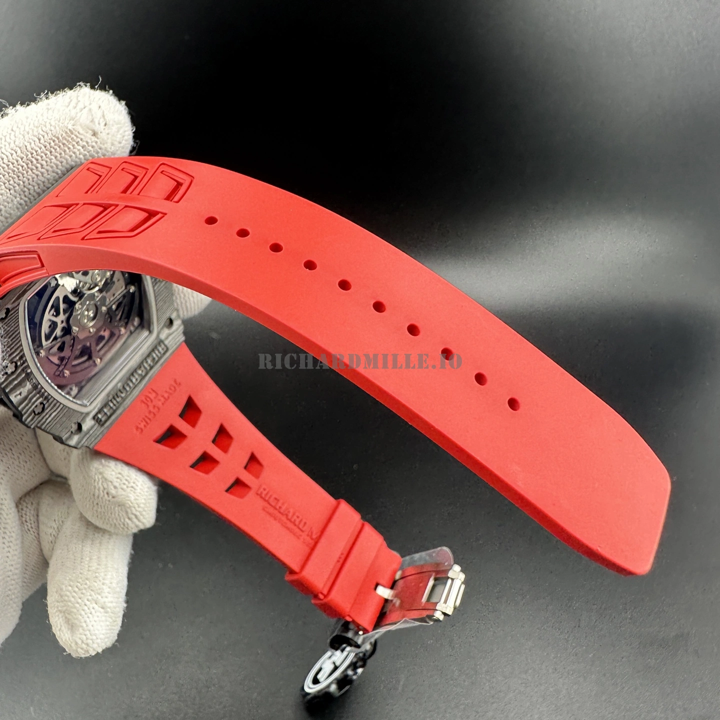 Richard Mille RM 35-02 ZF V7 Super Clone - Black TPT Carbon Red Rubber Rafael Nadal - Strap
