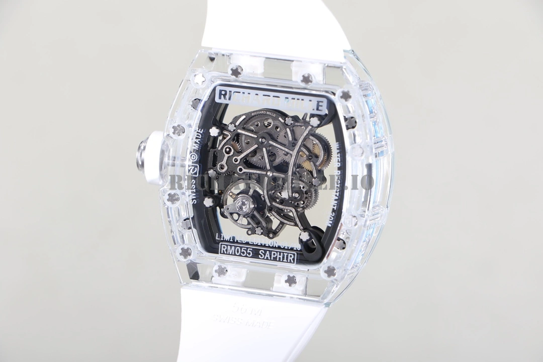 Richard Mille RM 055 Super Clone - Crystal Case White Rubber 51mm
