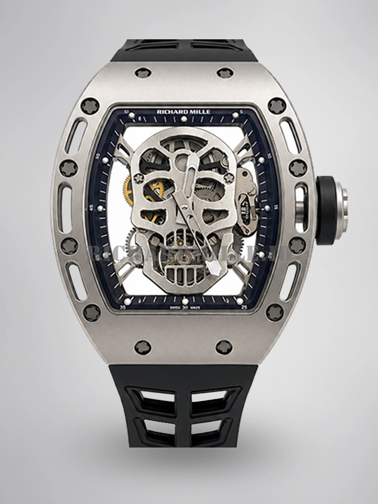 Richard Mille RM 052 Skull Tourbillon Super Clone Titanium Case White Rubber - Main Image
