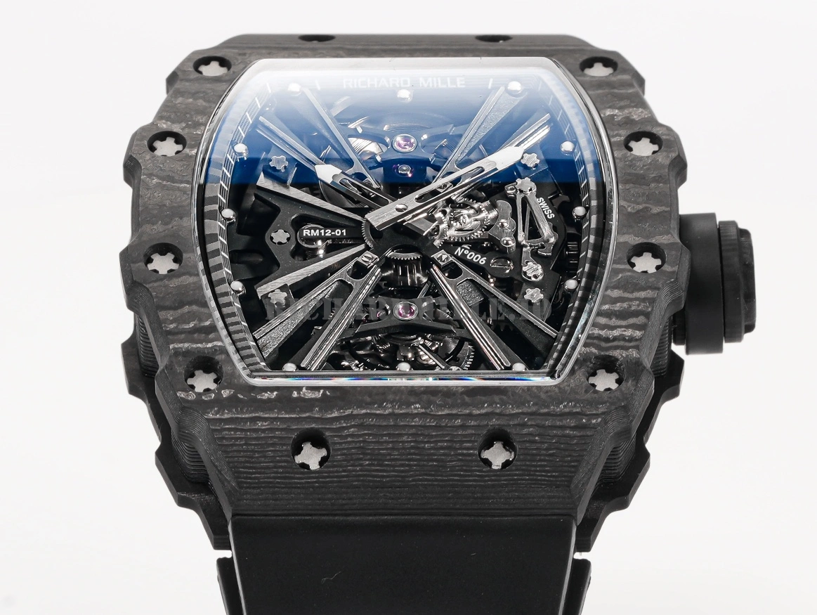 Richard Mille RM 12-01 V3 Super Clone - Carbon Fiber Tourbillon Movement Men's Mechanical Watch - Dial Detail 2