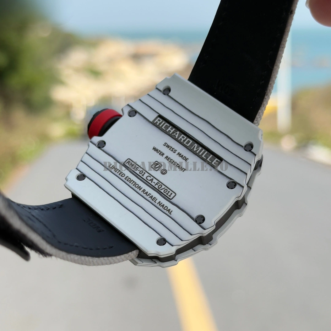 Replica Richard Mille RM 35-01 Rafael Nadal Super Clone White Carbon Fiber NTPT 49.94mm RMUL3 Skeleton - Back View
