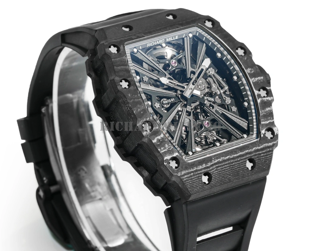 Richard Mille RM 12-01 V3 Super Clone - Carbon Fiber Tourbillon Movement Men's Mechanical Watch - Left Side
