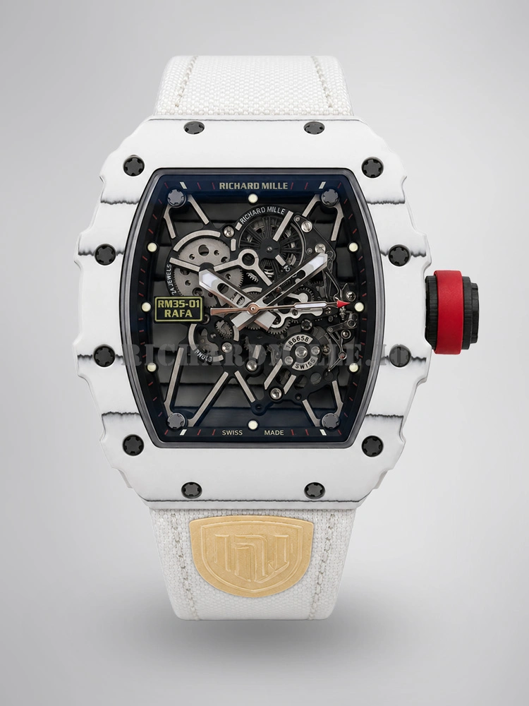 Replica Richard Mille RM 35-01 Rafael Nadal Super Clone White Carbon Fiber NTPT 49.94mm RMUL3 Skeleton - Main Image
