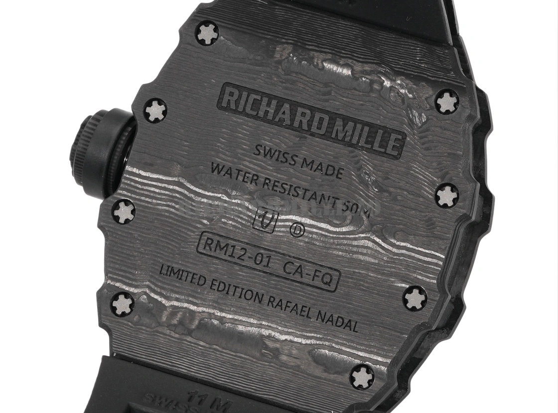 Richard Mille RM 12-01 V3 Super Clone - Carbon Fiber Tourbillon Movement Men's Mechanical Watch - Back View
