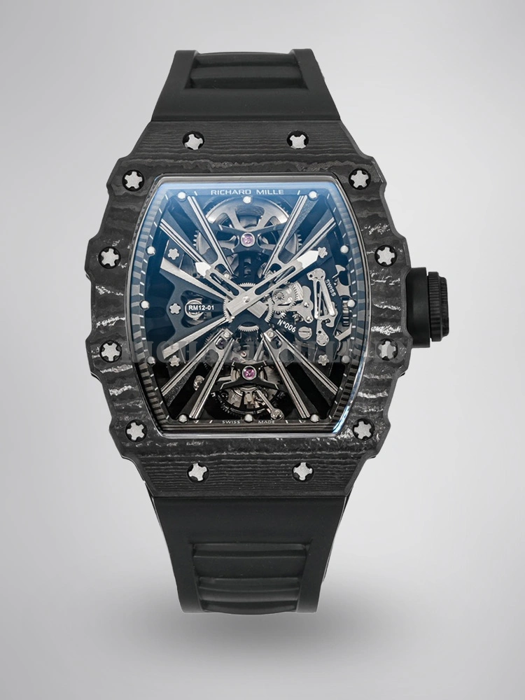 Richard Mille RM 12-01 V3 Super Clone - Carbon Fiber Tourbillon Movement Men's Mechanical Watch - Main Image
