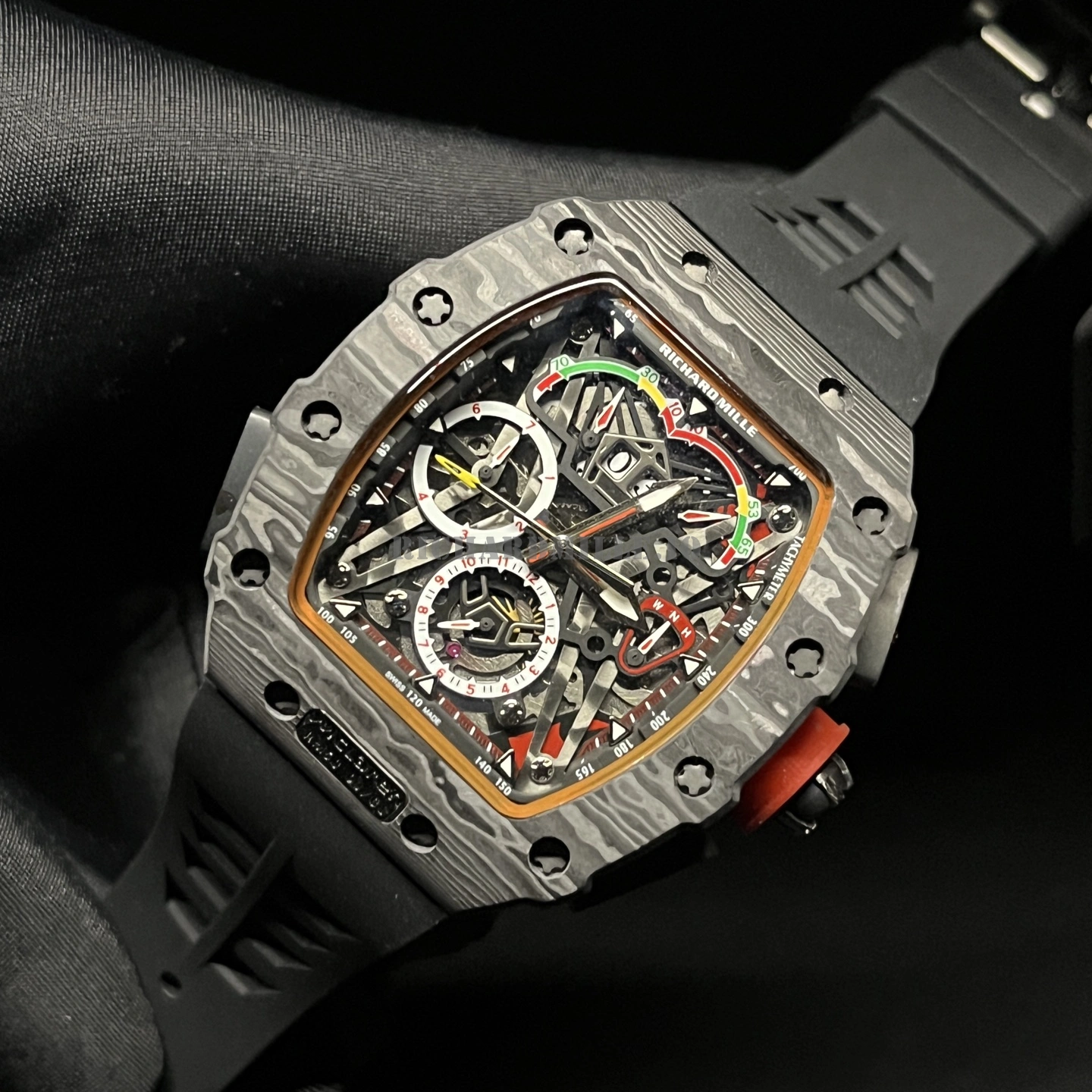 Richard Mille RM 50-03 Replica Carbon Fiber Skeleton Black Rubber - Dial Detail 3