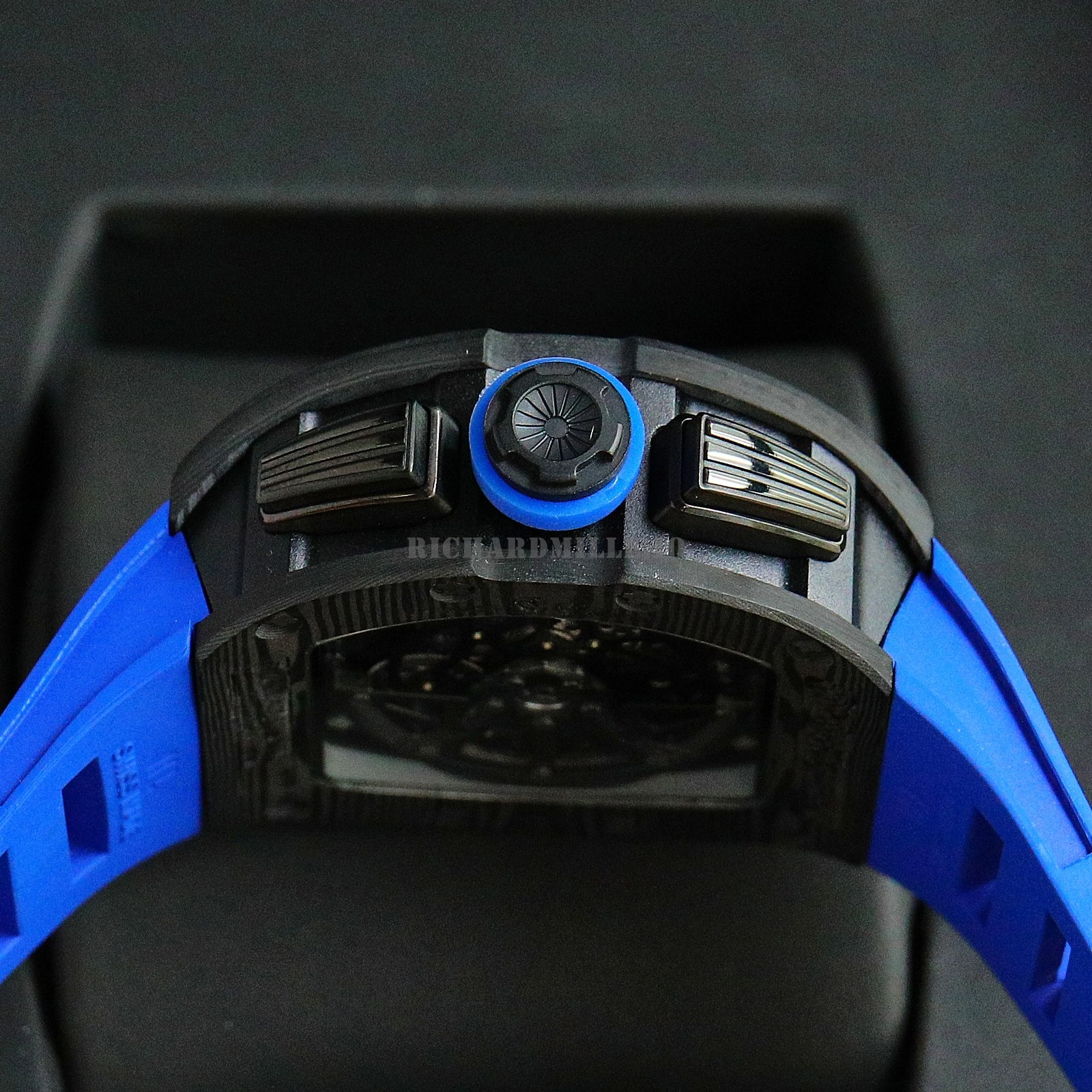 Richard Mille RM 11-03 NTPT Carbon Fiber Blue Rubber Strap Openworked Chronograph Replica Watch - Right Side
