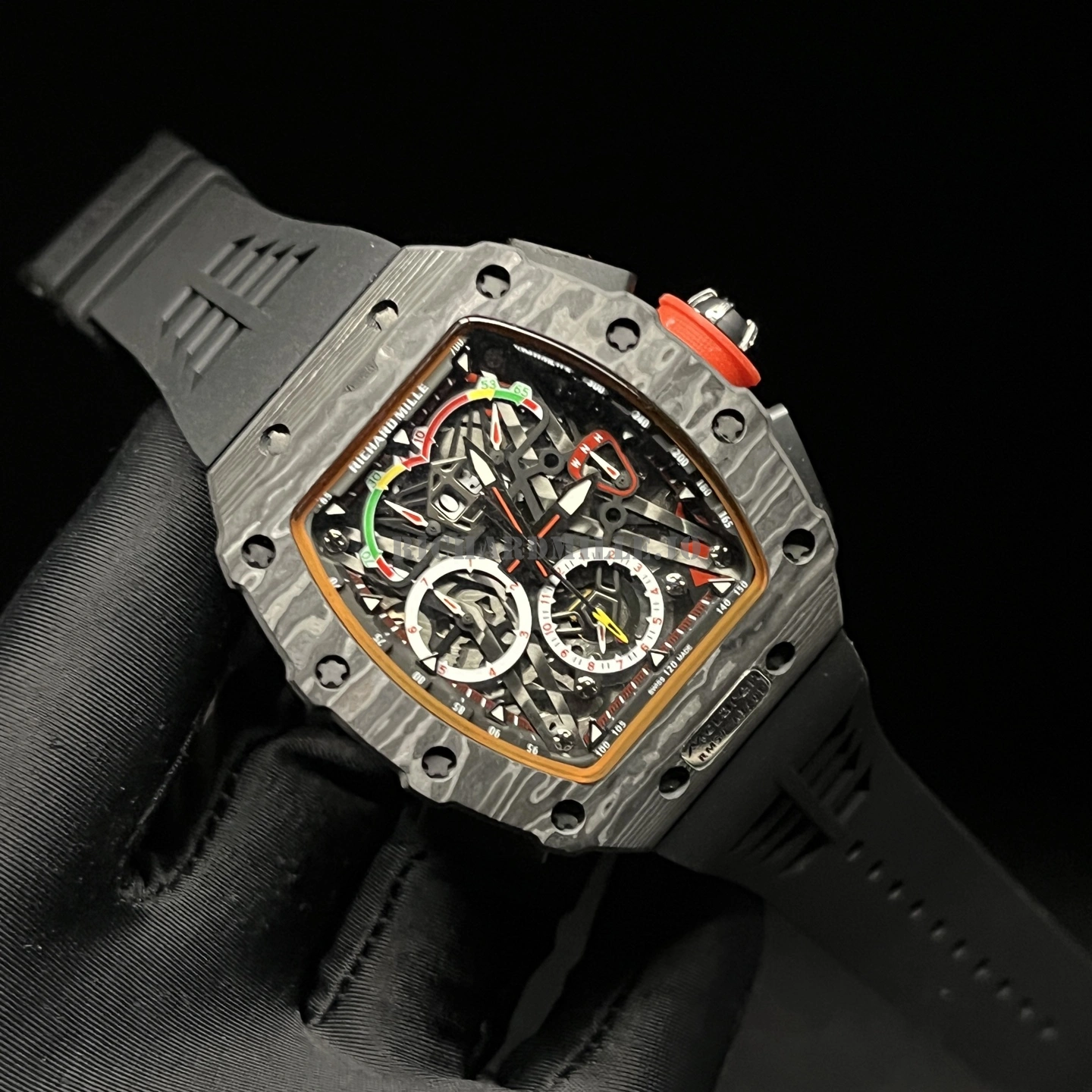 Richard Mille RM 50-03 Replica Carbon Fiber Skeleton Black Rubber - Dial Detail 2