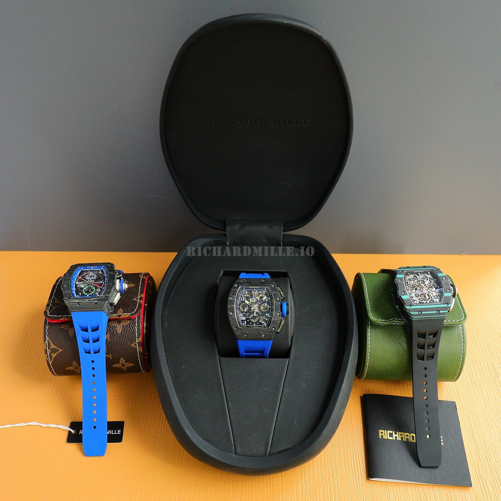 Richard Mille RM 11-03 NTPT Carbon Fiber Blue Rubber Strap Openworked Chronograph Replica Watch - Strap
