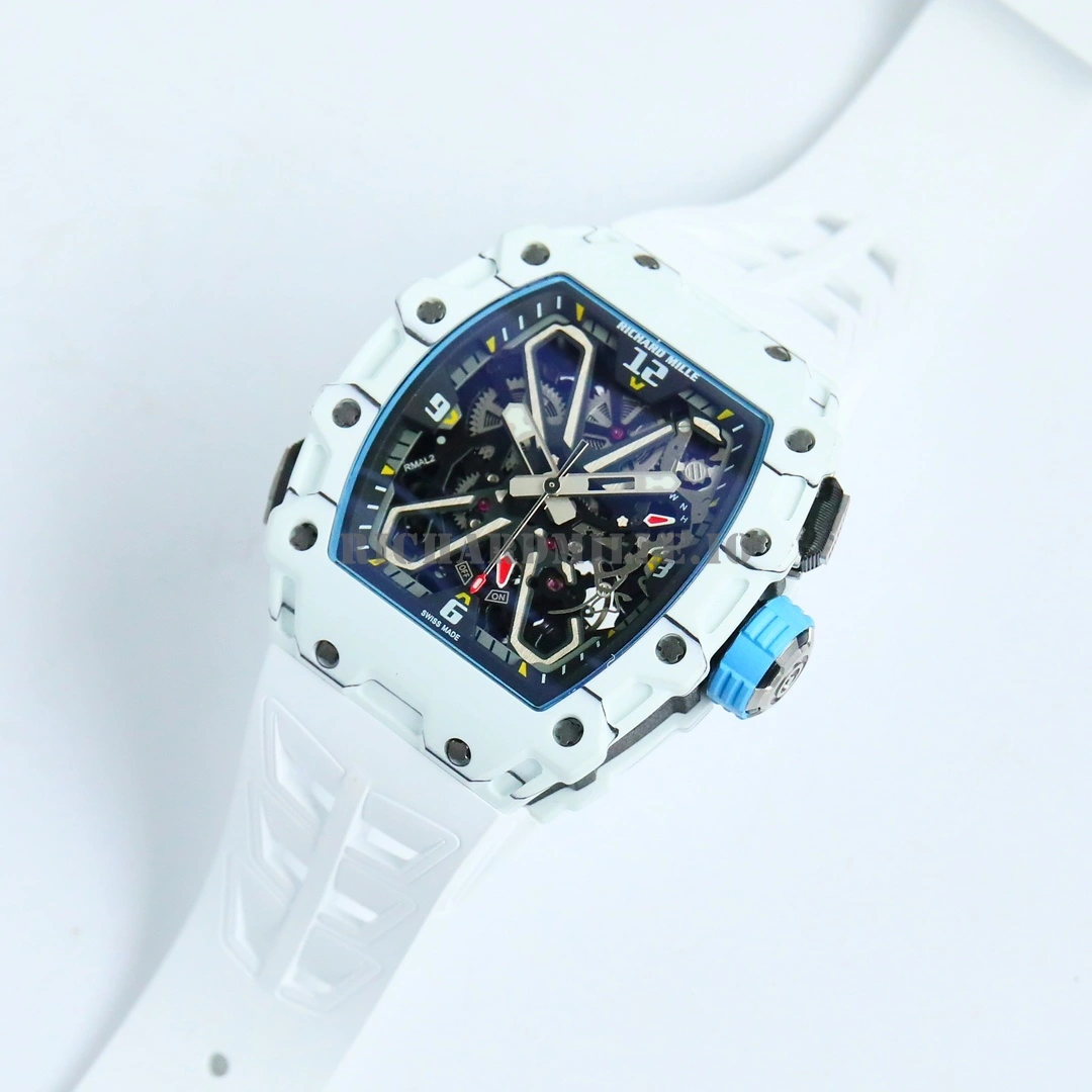 Replica Richard Mille RM 35-03 NTPT White Carbon Fiber Super Clone Skeleton Dial  - Strap
