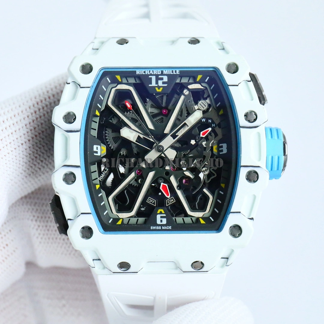 Replica Richard Mille RM 35-03 NTPT White Carbon Fiber Super Clone Skeleton Dial  - Dial Detail 1
