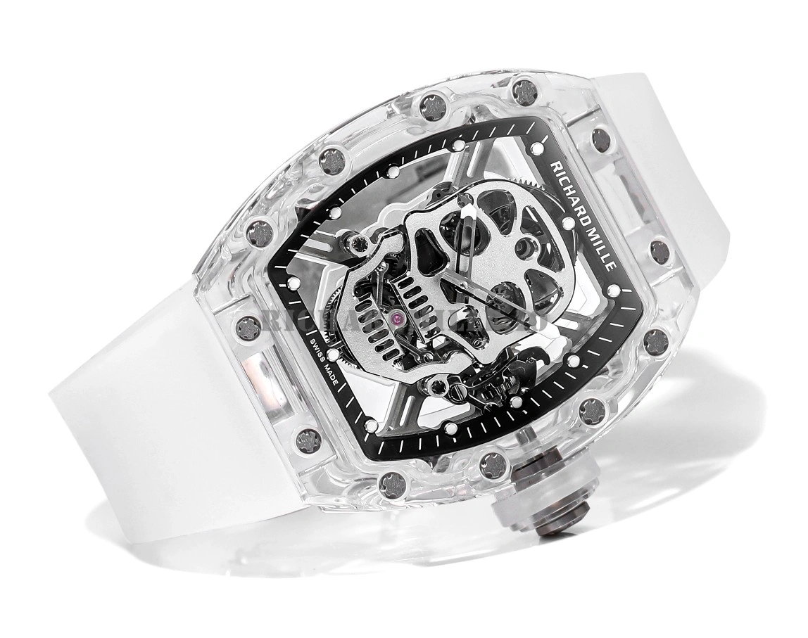 Richard Mille RM 052 Skull Tourbillon Super Clone Watch with Skull Dial Transparent Case - Dial Detail 4