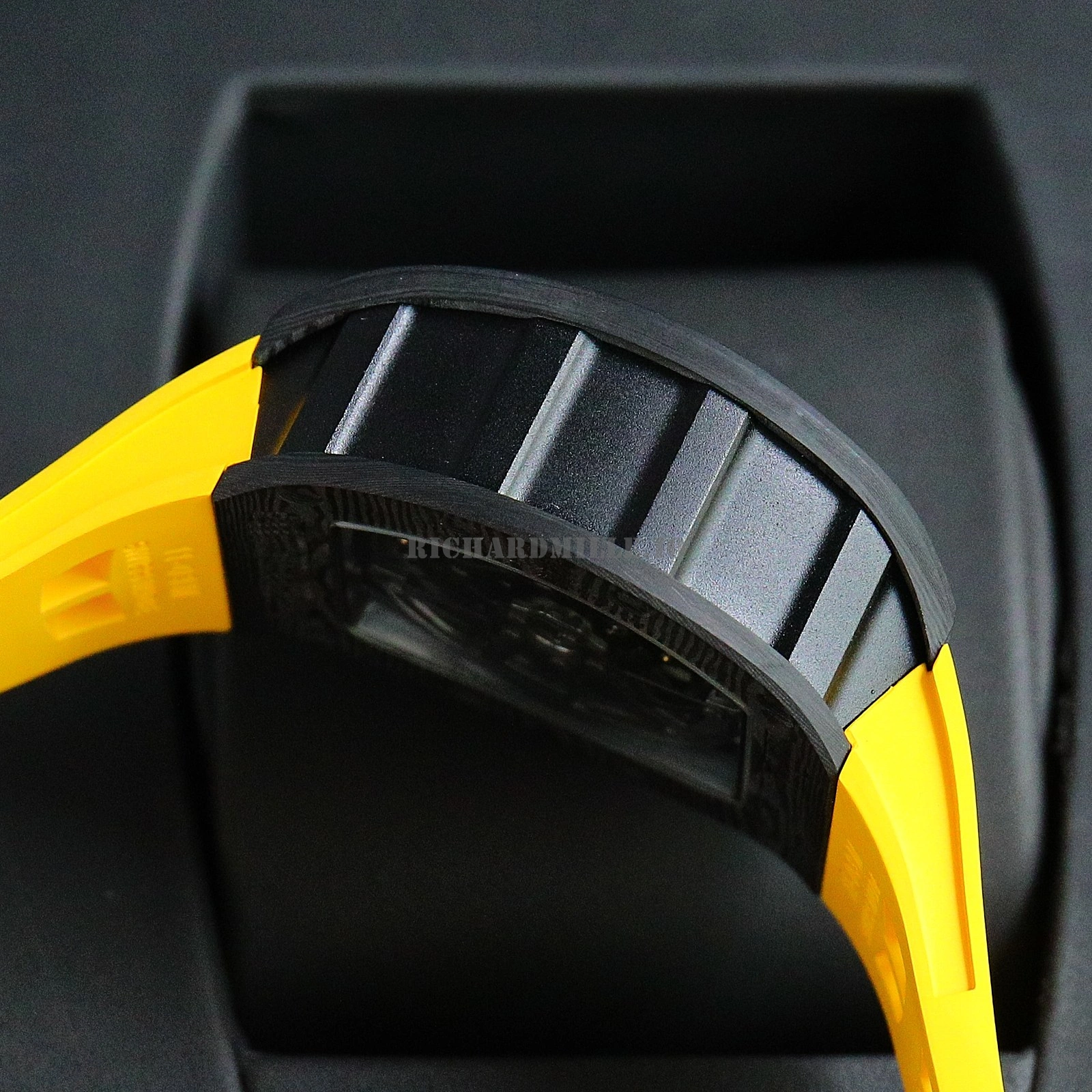 Richard Mille RM 011-FM Yellow Storm Super Clone - NTPT Carbon Fiber Yellow Rubber McLaren - Left Side
