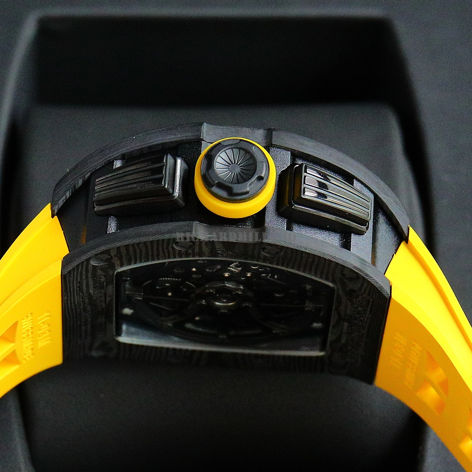 Richard Mille RM 011-FM Yellow Storm Super Clone - NTPT Carbon Fiber Yellow Rubber McLaren - Right Side
