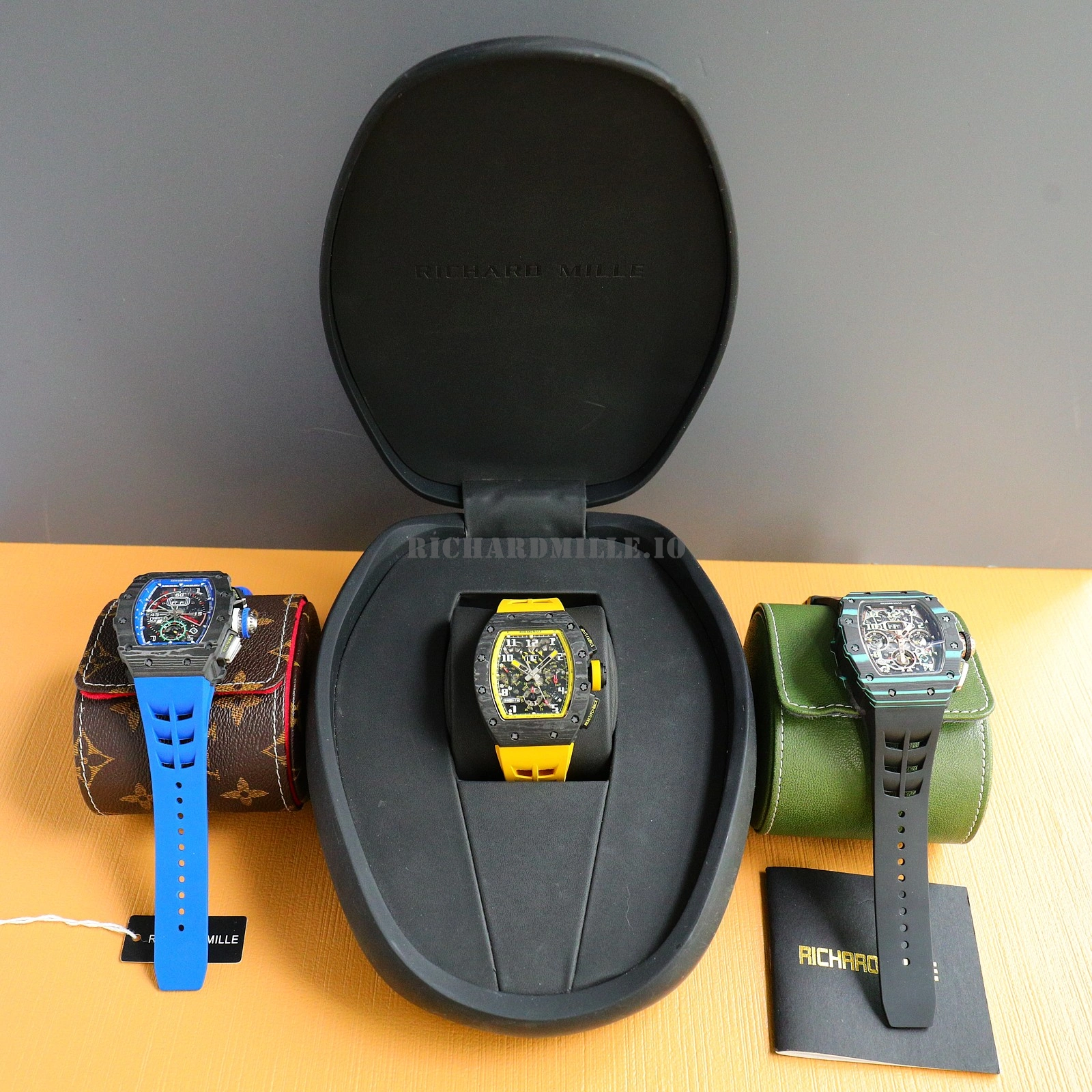 Richard Mille RM 011-FM Yellow Storm Super Clone - NTPT Carbon Fiber Yellow Rubber McLaren - Front View

