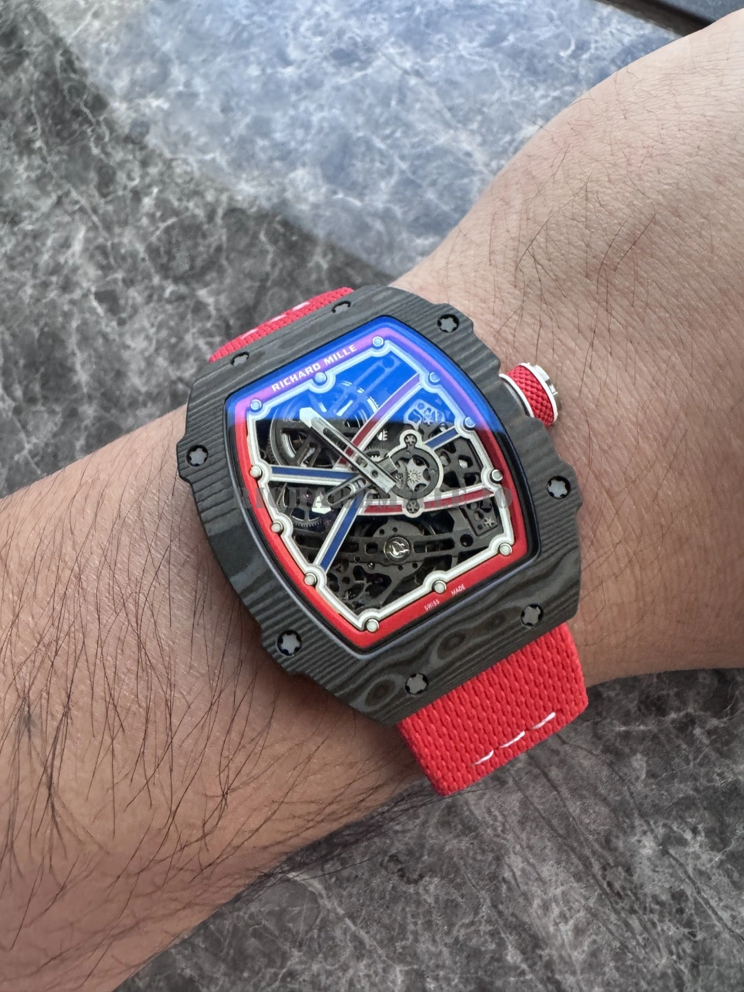 Richard Mille RM 67-02 Sébastien Ogier Super Clone - Skeleton Carbon Ultra Thin 7.80mm - Wearing Details 2