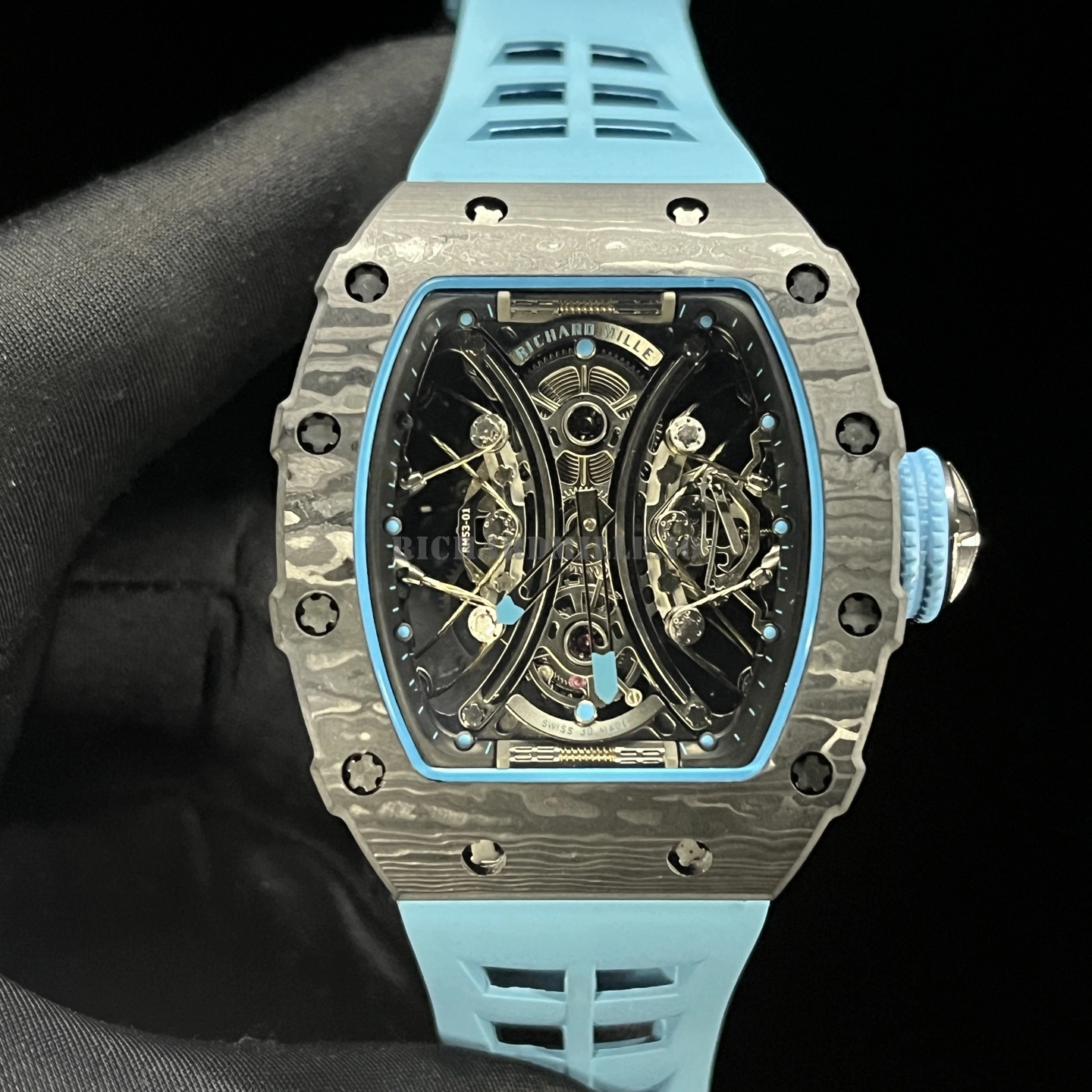 Richard Mille RM 53-01 Tourbillon Pablo Mac Donough Super Clone - Carbon TPT Blue Men's Watch - Front View
