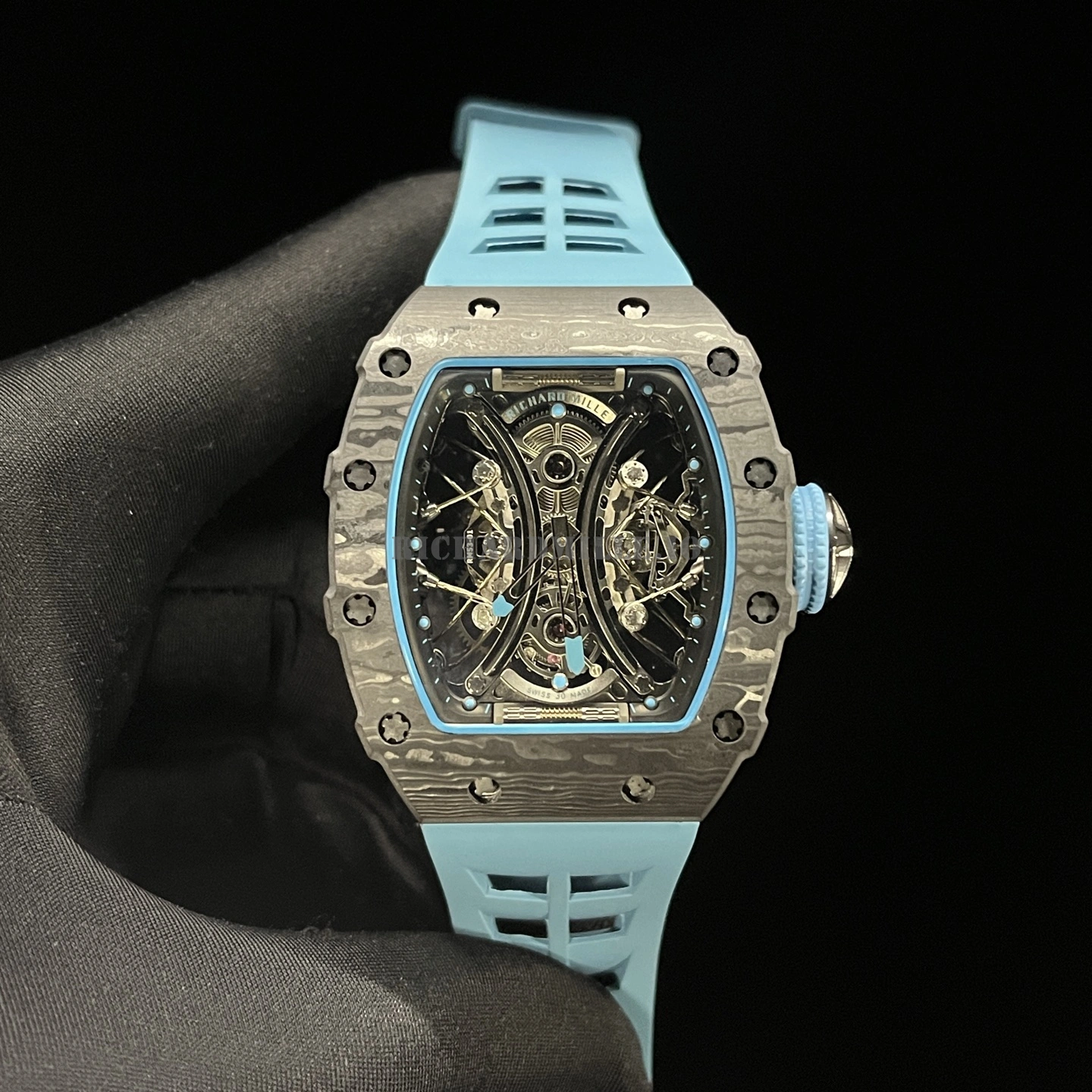Richard Mille RM 53-01 Tourbillon Pablo Mac Donough Super Clone - Carbon TPT Blue Men's Watch - Dial Detail 1
